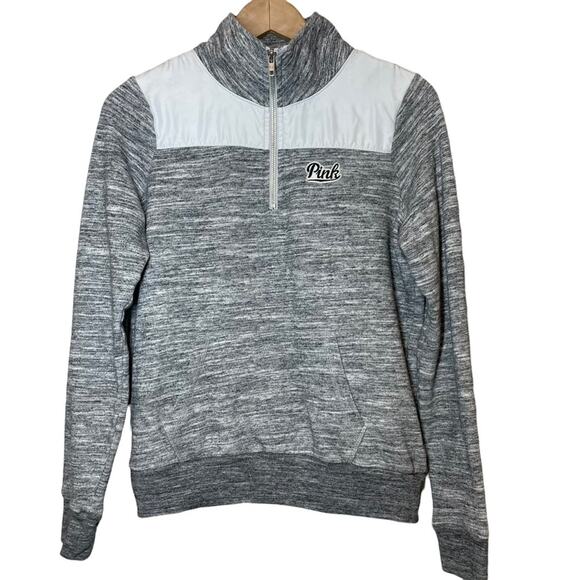 PINK Victoria’s Secret Gray 1/2 Zip Sweatshirt XS Womens Love Pink - Picture 2 of 6